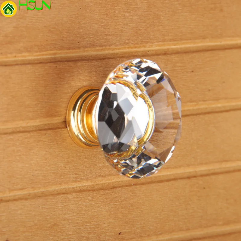 Furniture Hardware Knobs - 크리스탈 골드 찬장 손잡이 유리 서랍