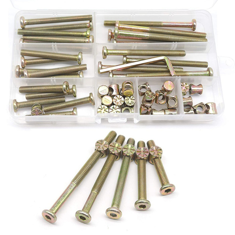 Furniture Hardware Barrel Nut - 50개 M6x40/50/60/70/80mm 유아용 침대 나사 하드웨어