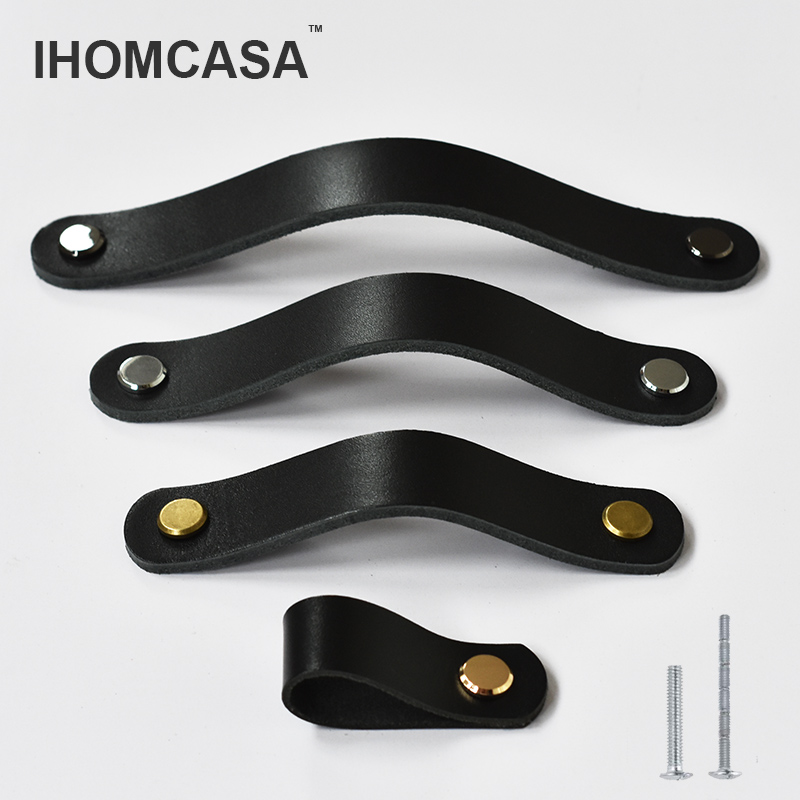 Furniture Hardware Restoration - IHOMCASA 검은 가죽 손잡이 찬장 신발