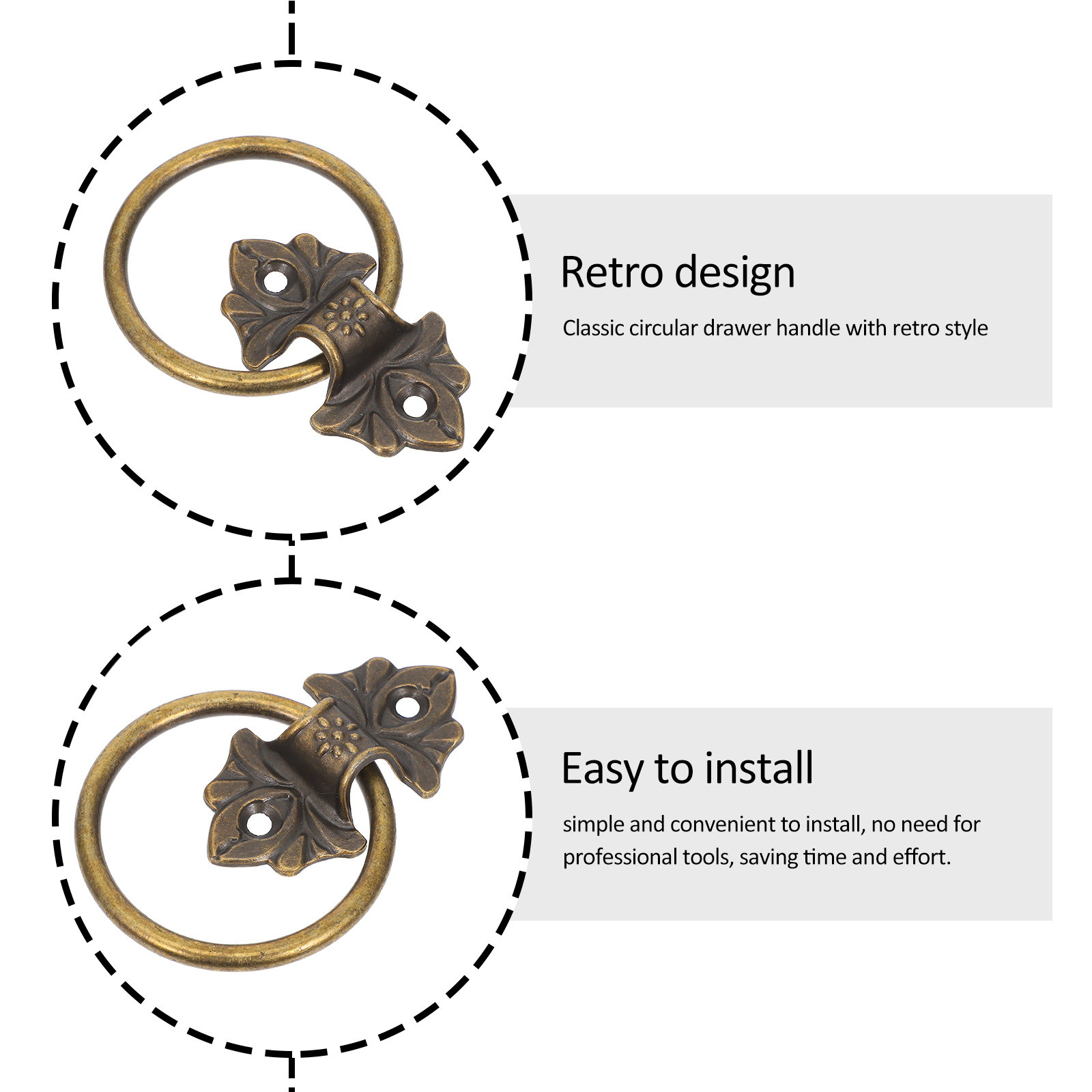 2개 빈티지 원형 링 서랍 손잡이 클래식 아연 합금 캐 - Vintage Furniture Hardware Replacement 리뷰 및 가격