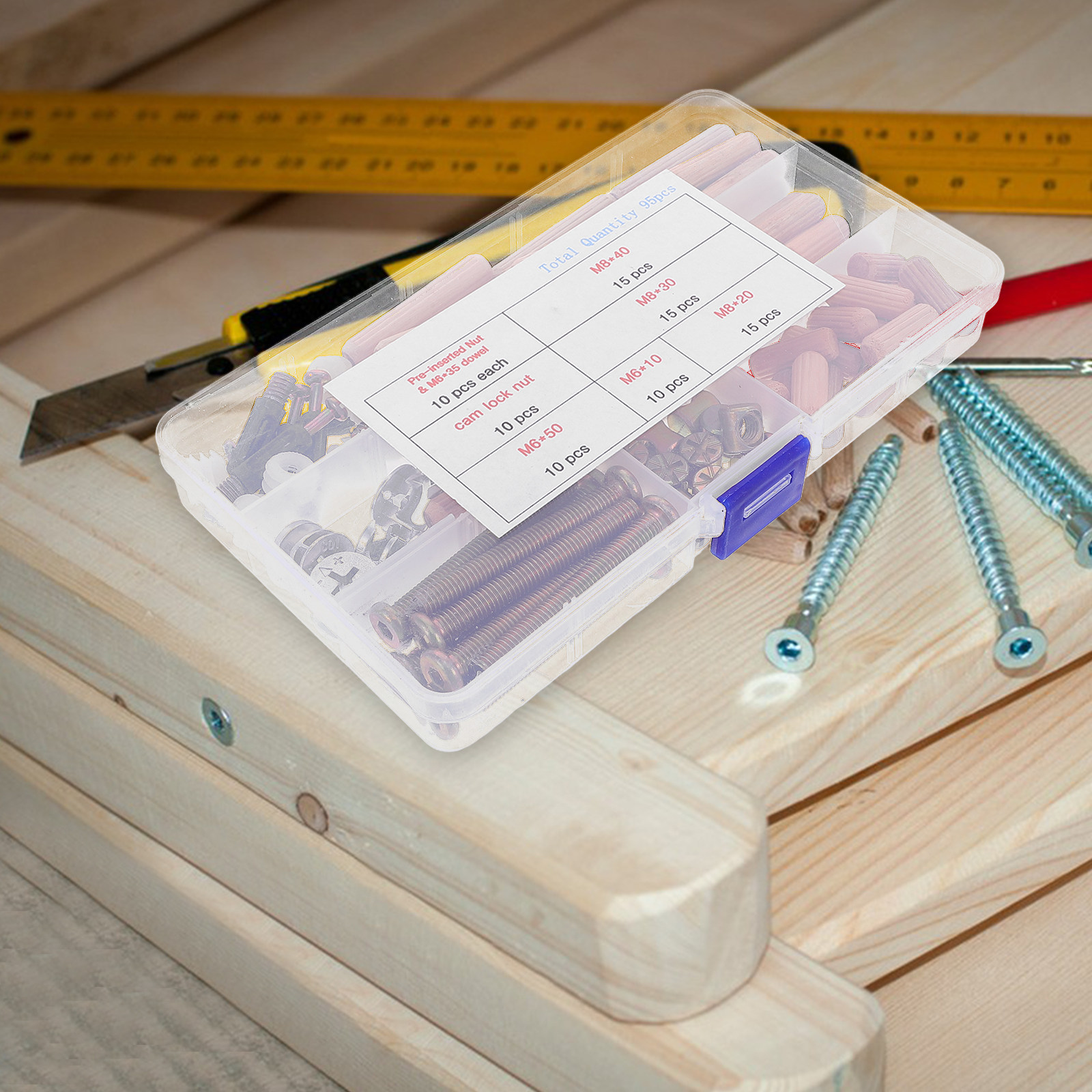 95Pcs 가구 하드웨어 세트 이층 침대 커넥터 나사  - Furniture Hardware Barrel Nut 리뷰 및 가격