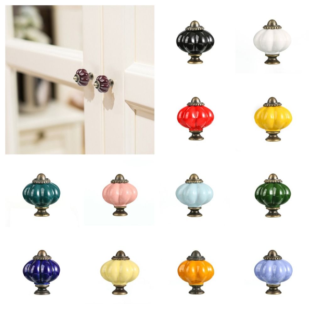 심플한 싱글 홀 세라믹 호박 손잡이 유럽 스타일 빈티지 - Furniture Hardware Knobs 리뷰 및 가격