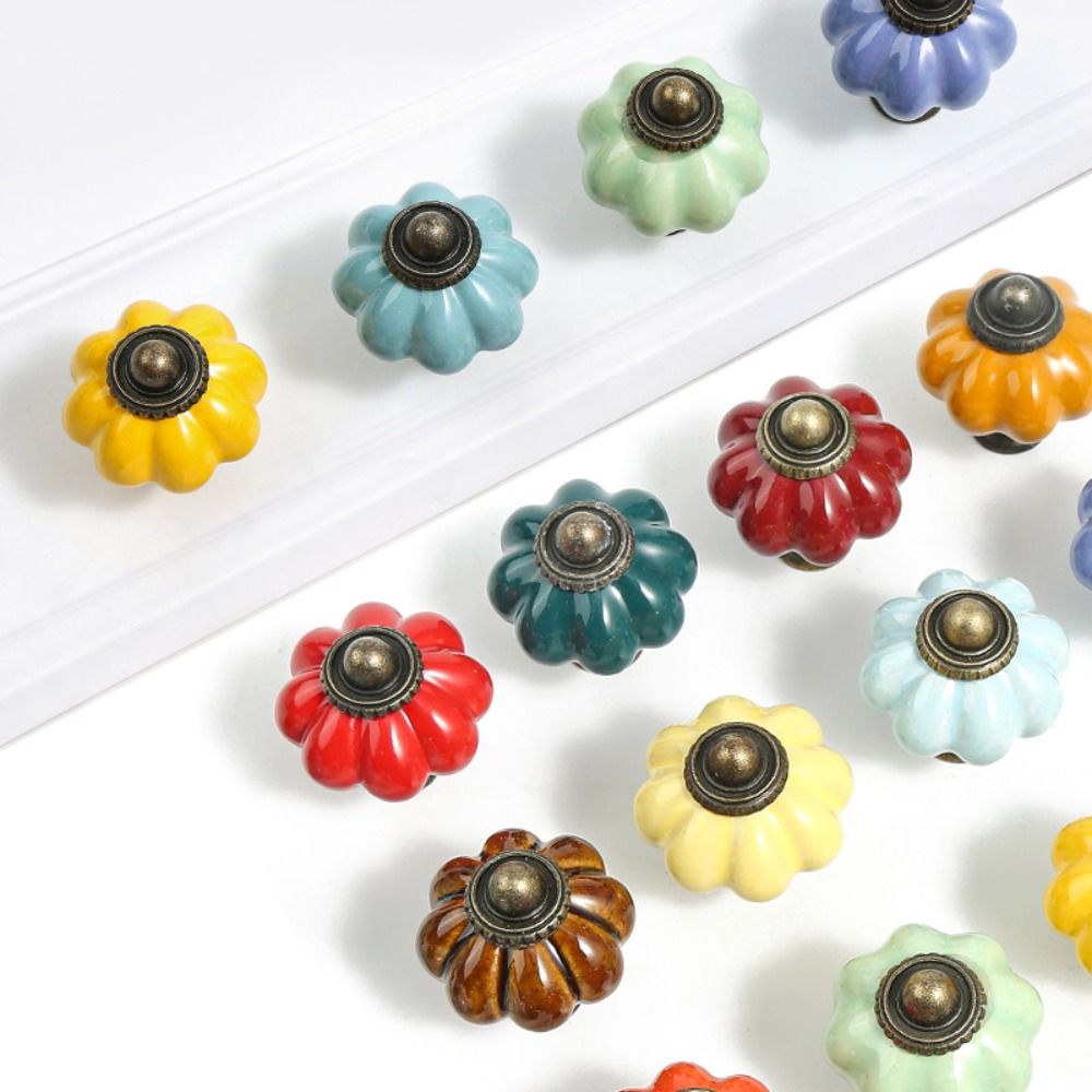 심플한 싱글 홀 세라믹 호박 손잡이 유럽 스타일 빈티지 - Furniture Hardware Knobs 리뷰 및 가격